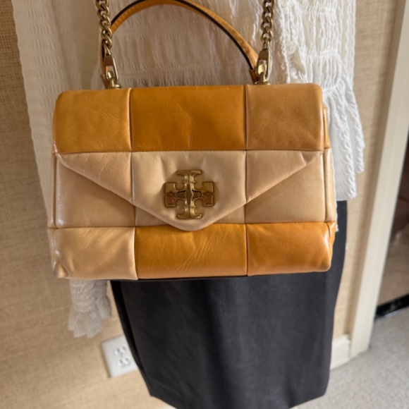 Tory Burch Kira Butter Yellow Patchwork Satchel - Picture 3 of 12
